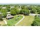 An aerial view of a community playground area surrounded by green space, trees, and parking at 824 Spring Island Way, Orlando, FL 32828