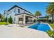 Spacious backyard with a pool, covered patio, and basketball hoop, ideal for Gathering fun and entertaining at 10829 Royal Cypress Way, Orlando, FL 32836