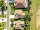 Overhead view showcasing homes with pools in their backyard, complemented by lush landscaping at 10955 Lemay Dr, Clermont, FL 34711