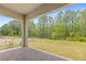 Covered patio features brick flooring, offering a relaxing outdoor space overlooking the backyard at 1257 Champions Dr, Daytona Beach, FL 32124