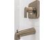 Close up of shower fixtures with brushed nickel finish and modern design at 1257 Champions Dr, Daytona Beach, FL 32124