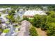 Aerial view of townhomes near commercial district with tree coverage and convenient parking at 179 Crown Point Cir, Longwood, FL 32779