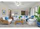 Bright living room featuring a comfortable white sofa, wicker chair, and stylish decor at 2028 Lake Christie Dr, Orlando, FL 32809