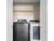Laundry closet featuring a gray washer and white dryer, along with a shelf for storage at 22 Hillcrest Dr, Babson Park, FL 33827