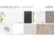 This design board showcases the elegant finishes selected for the home, including fixtures and tiles at 2365 Zuni Road, St Cloud, FL 34771