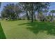 Expansive backyard featuring lush green grass and mature trees with back fence at 410 E Victoria Trails Blvd, Deland, FL 32724