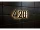 Illuminated address number '4201' mounted on a textured dark wall, providing clear and stylish identification at 4201 Mizell St, Orlando, FL 32812