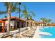Community pool with palm trees and lounge chairs, perfect for a day of leisure at 7577 Oak Spring Ln, Davenport, FL 33837