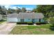 Charming single-story home with light blue exterior, well-manicured lawn, and attached garage at 8121 Via Bonita, Sanford, FL 32771