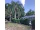 Lush backyard with palm trees, manicured hedges, and a screened-in pool enclosure providing privacy at 13111 Sunshine Cir, Clermont, FL 34711