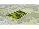 Aerial view of the property outlined, featuring lush greenery, mature trees, and a charming pond at 1391 Terry Ln, Kissimmee, FL 34744