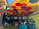Outdoor dining area with colorful umbrellas, bar, and seating creating a vibrant atmosphere at 225 Celebration Pl # 527, Kissimmee, FL 34747