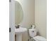 Powder room featuring a stylish pedestal sink, modern toilet, and neutral decor at 5303 Brady Ln, Orlando, FL 32814