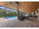 Covered patio with comfortable seating, overlooking the pool and private backyard oasis at 8655 Shady Glen Dr, Orlando, FL 32819