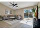 Inviting living room with comfortable seating and a seamless view of the backyard pool area at 2406 Placid Way, Kissimmee, FL 34758