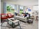 Inviting open-concept living space featuring stylish furniture and seamless flow to the dining area at 3210 Viceroy Ct, Poinciana, FL 34759