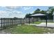 Spacious backyard featuring a gazebo, lawn, and a wood fence for privacy at 344 Buenaventura Blvd, Kissimmee, FL 34743