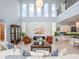 Spacious living area with high ceilings, stylish furniture, and a view of the modern kitchen at 4071 Isabella Cir, Windermere, FL 34786