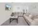 Comfortable living room features neutral walls, plush carpeting, comfortable sofas, and modern decor at 440 Patricia Alford Dr, Haines City, FL 33844