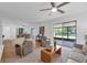 Cozy living room with a view to the lanai featuring comfortable seating and lots of natural light at 4901 Lindsay Ct, Orlando, FL 32821