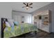 Bright bedroom with unique bed, ample closet space, and modern decor at 775 Bay Dr, New Smyrna Beach, FL 32168
