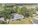 Aerial view of the home with a screened in back porch surrounded by foliage at 9616 River Walk Ct, Orlando, FL 32825