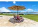 Outdoor seating area features chairs, umbrella, and direct access to the lake at 10845 Bayshore Dr, Windermere, FL 34786