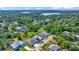 Expansive aerial view of a neighborhood with lush greenery and a serene lake in the background at 1115 S Mary St, Eustis, FL 32726