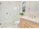 Bright bathroom with glass shower, modern vanity, and stylish fixtures at 13791 Abberwick Dr, Orlando, FL 32832