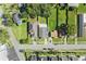 A top-down aerial view of homes with well-maintained landscaping and a street with parked cars at 1623 Cumbie Ave, Orlando, FL 32804