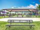 Community pavilion with seating, picnic tables and playground nearby in Timber Springs, a Gathering friendly community at 16724 Cedar Crest Dr, Orlando, FL 32828