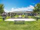 Community pavilion with seating, picnic tables and playground nearby in Timber Springs, a Gathering friendly community at 16724 Cedar Crest Dr, Orlando, FL 32828