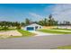 View of a single-story home with a blue garage door, set in a partially landscaped yard at 17434 Sw 36Th Avenue Rd, Ocala, FL 34473