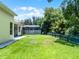 Beautiful backyard with green lawn, screened lanai, and privacy fence, perfect for Gathering enjoyment at 2026 Winding Oaks Dr, Orlando, FL 32825