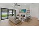 Open concept living room featuring a modern fireplace, recessed lighting, large windows and hardwood floors at 5237 Haverill Dr, Orlando, FL 32809