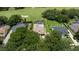 Aerial view showcasing a beautiful home with a screened pool, nestled on a golf course lot at 5950 Blakeford Dr, Windermere, FL 34786