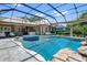 Beautiful covered pool with spa, stone accents, and outdoor kitchen offers the best in relaxation and entertainment at 5950 Blakeford Dr, Windermere, FL 34786