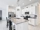 Modern kitchen featuring stainless steel appliances, a center island with seating, and white cabinetry at 1120 Saguaro St, Haines City, FL 33844