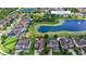 A bird's eye view of a home with a backyard pool, near a playground and pond at 11707 Hampstead St, Windermere, FL 34786