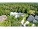 Aerial view of the townhouses nestled in a lush green forest at 140 Deer Lake Cir, Ormond Beach, FL 32174