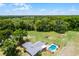 Expansive property featuring a fenced backyard, lush green landscaping, and a refreshing private pool at 1508 Lake Mills Rd, Chuluota, FL 32766