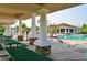 Community pool with covered seating area and lounge chairs, perfect for relaxation at 1716 Wild Indigo Ter, Oviedo, FL 32766