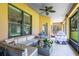Covered patio with neutral outdoor furniture and room to entertain at 24720 Calusa Blvd, Eustis, FL 32736