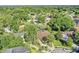 Aerial view showcasing the home's landscaping in a tranquil, tree-filled neighborhood at 612 Golden Dawn, Apopka, FL 32712