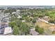 Expansive aerial view showcasing the neighborhood's lush greenery, various houses, and a glimpse of the distant waterway at 708 S Laurel Ave, Sanford, FL 32771