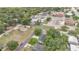 Neighborhood aerial view showing homes nestled among mature trees and quiet streets, with a park visible in the distance at 708 S Laurel Ave, Sanford, FL 32771