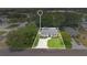 Charming home with manicured front yard, surrounded by lush trees in a serene neighborhood, as seen from an aerial view at 708 S Laurel Ave, Sanford, FL 32771