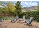 Backyard fire pit with chairs and decorative rock landscaping provides cozy outdoor living and entertainment space at 1245 Reagans Reserve Blvd, Apopka, FL 32712