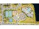 Aerial view of the tennis courts, basketball court, playground and the community pool with clubhouse at 14250 Sapelo Beach Dr, Orlando, FL 32827