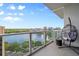 This balcony offers stunning views of the lake and the city skyline and a relaxing hanging chair at 150 E Robinson St # 16B-2 1605, Orlando, FL 32801
